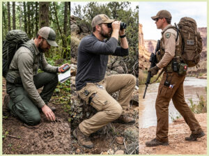 Compare custom ripstop cargo pants built for wilderness guides, trackers, and rangers.
