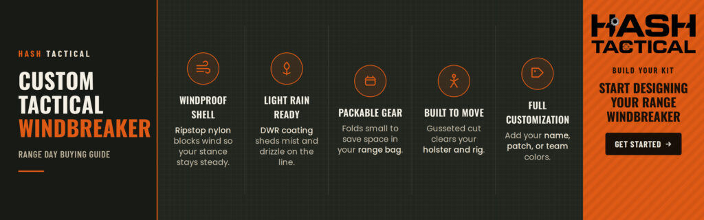 Find the best custom tactical windbreaker for range day infographic